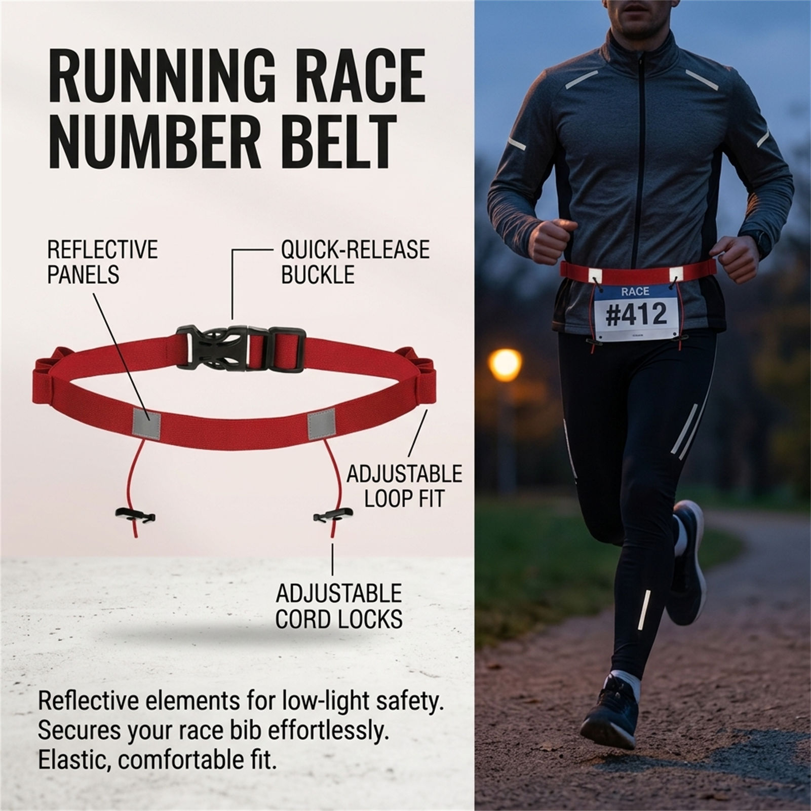 Reflective Race Bib Belt for T - Race Bib ulasan dan harga