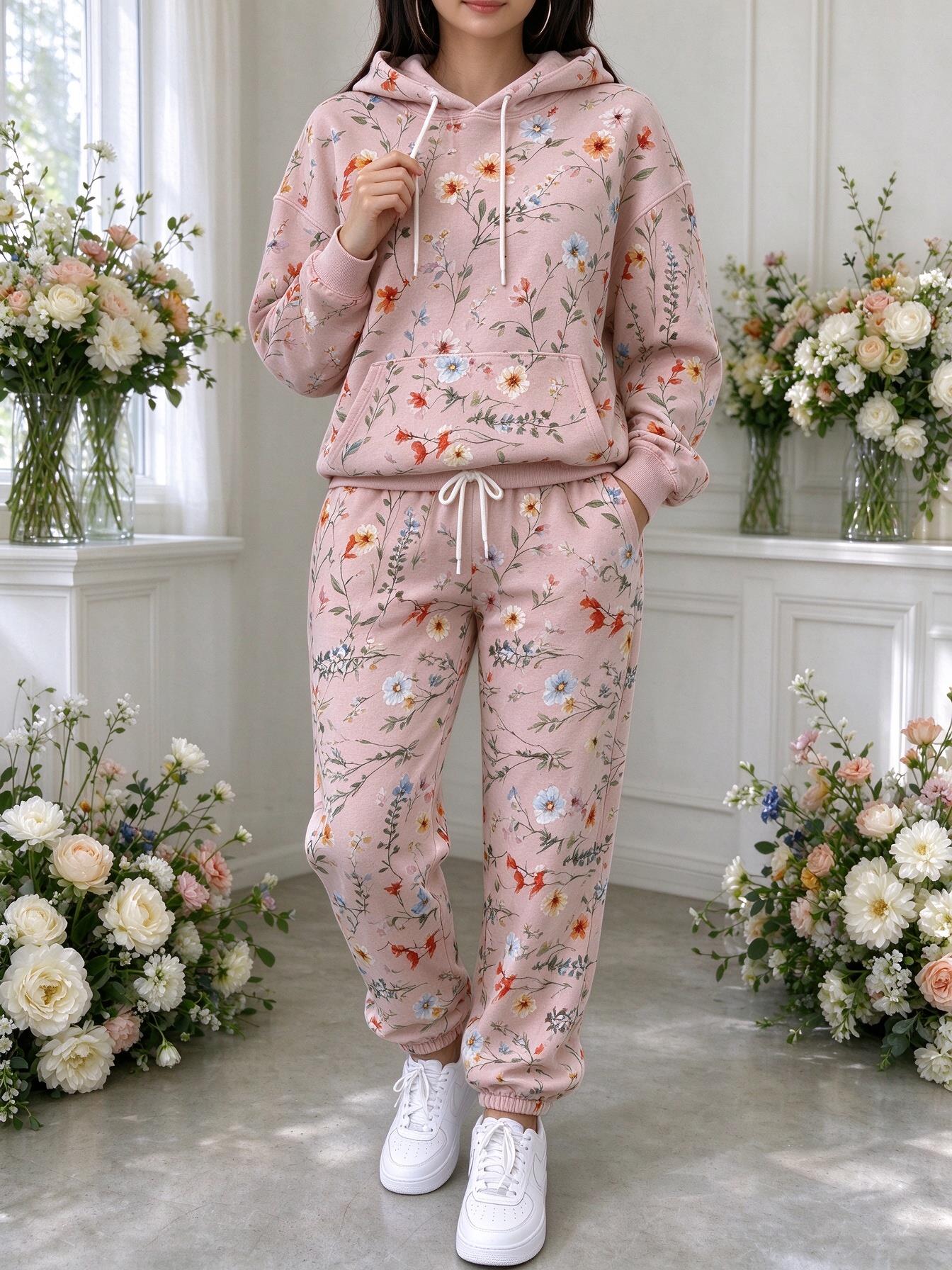 Women Wildflower Floral Hooded - Joggers Pants ulasan dan harga