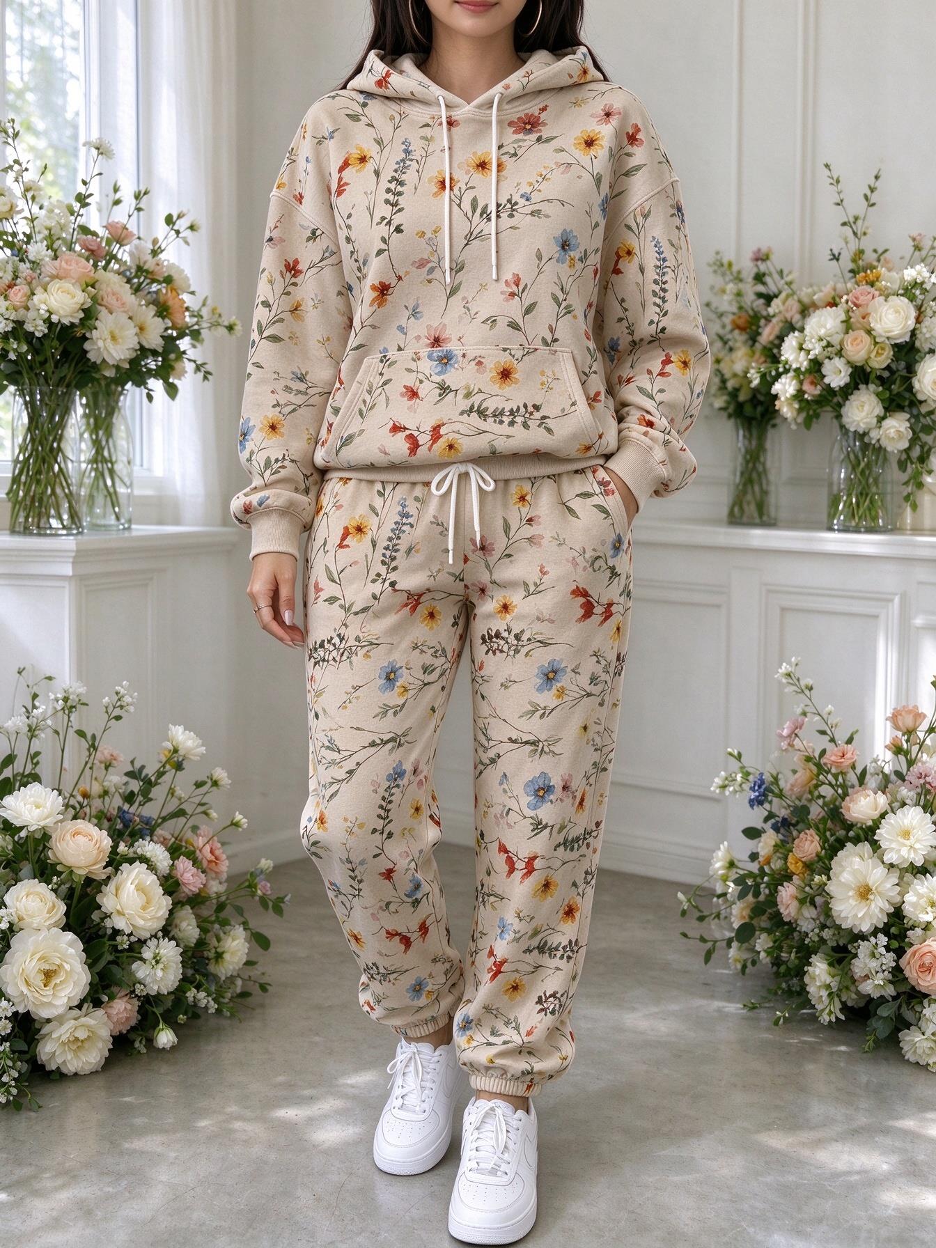 Women Wildflower Floral Hooded - Joggers Pants ulasan dan harga